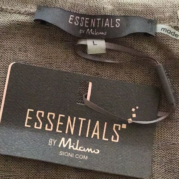 Essentials by Milano Taupe Gauzy Knit Stud Embellished Lightweight Short Sleeve - Picture 12 of 14